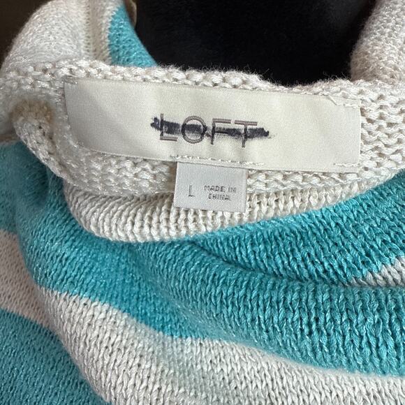 LOFT Striped Lightweight Cotton Sweater Boatneck Pullover Multi-Color Women’s L - Picture 8 of 10